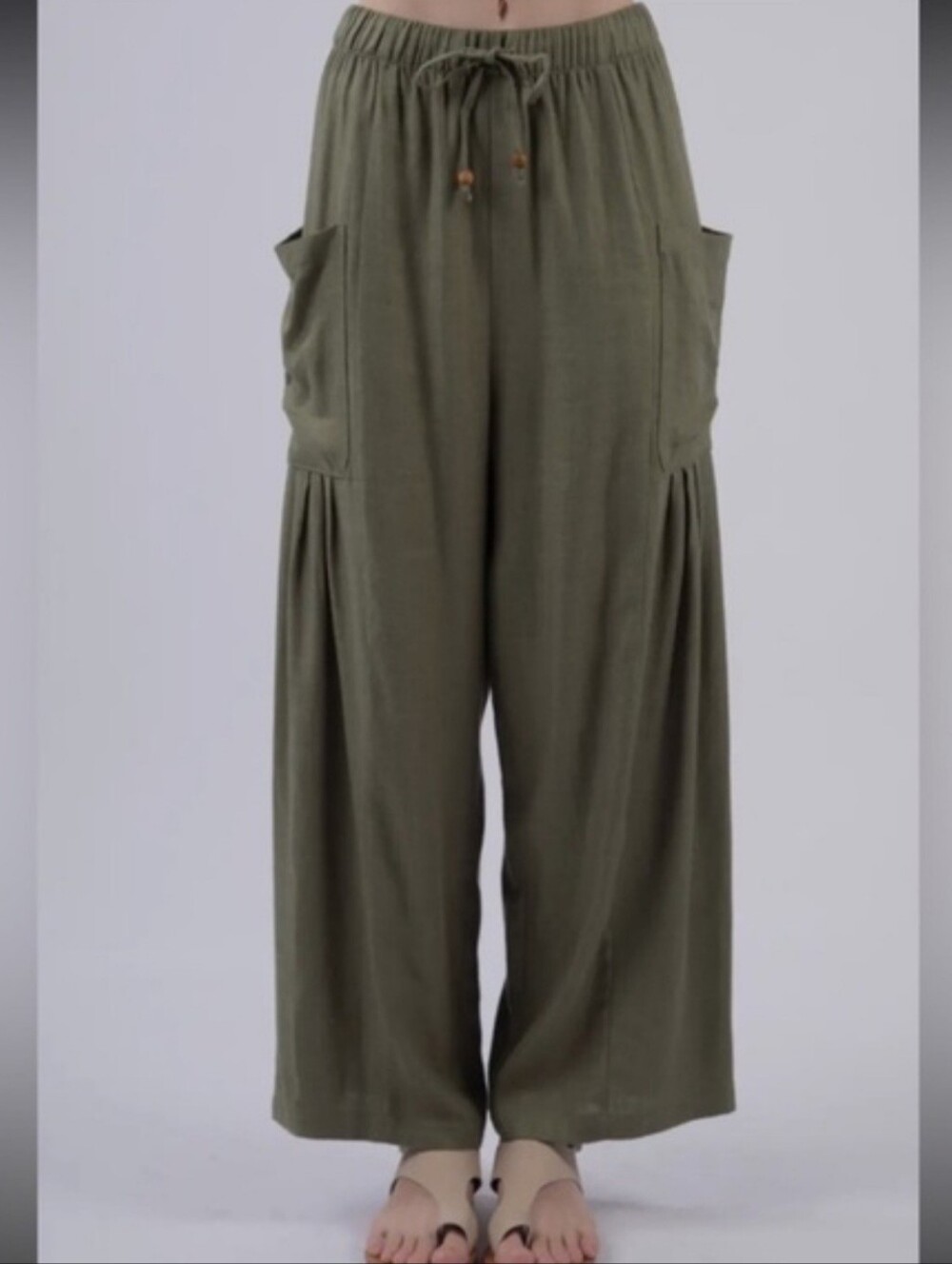 Relaxed Olive Drawstring Joggers for Women